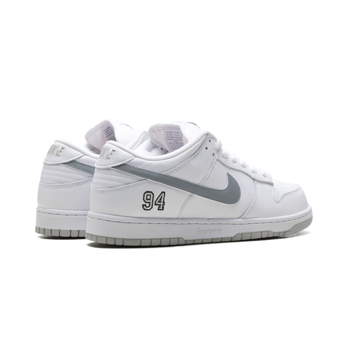Nike SB Dunk Low Supreme 94 White Metallic Silver - Bucharest Kicks