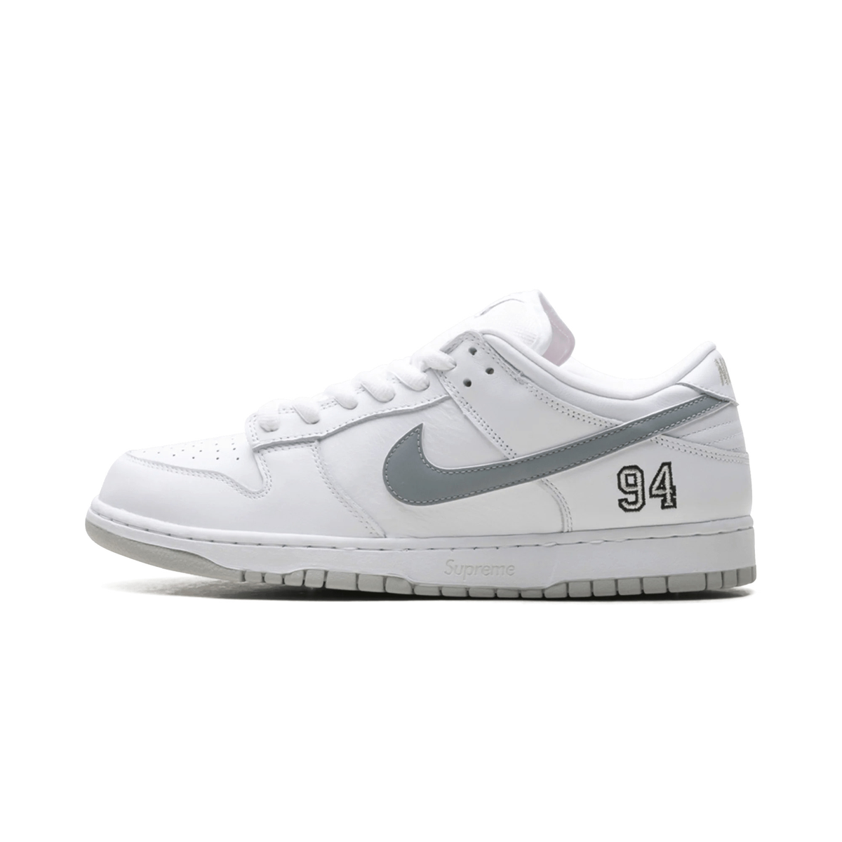 Nike SB Dunk Low Supreme 94 White Metallic Silver - Bucharest Kicks