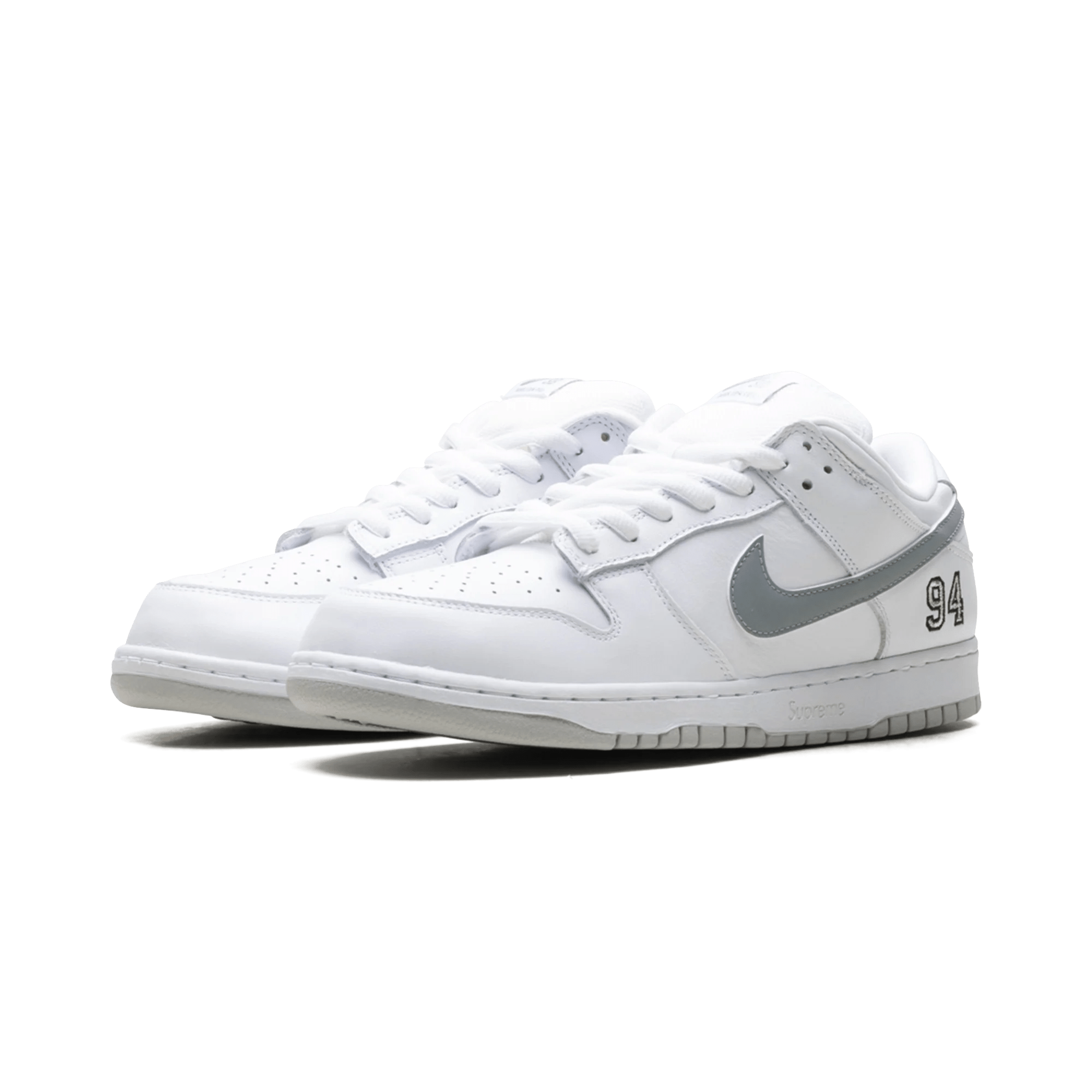 Nike SB Dunk Low Supreme 94 White Metallic Silver - Bucharest Kicks